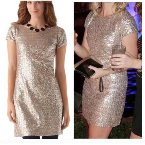 White House Black Market Sequin Shift Dress - Picture 2 of 9